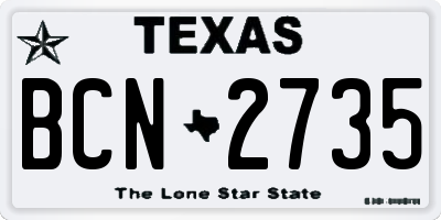 TX license plate BCN2735