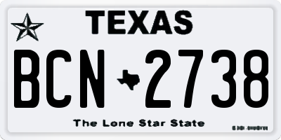 TX license plate BCN2738