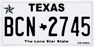 TX license plate BCN2745