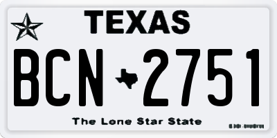 TX license plate BCN2751