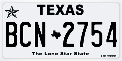 TX license plate BCN2754