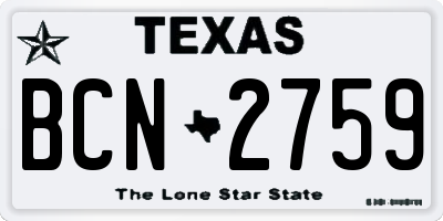 TX license plate BCN2759
