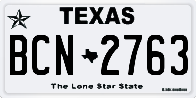 TX license plate BCN2763