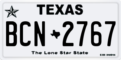 TX license plate BCN2767