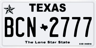 TX license plate BCN2777