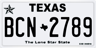 TX license plate BCN2789