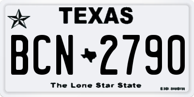 TX license plate BCN2790