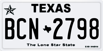TX license plate BCN2798
