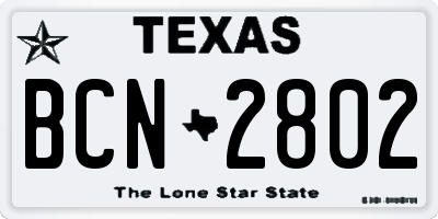 TX license plate BCN2802