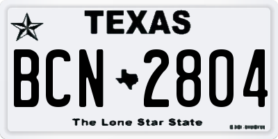 TX license plate BCN2804