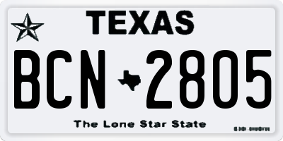 TX license plate BCN2805