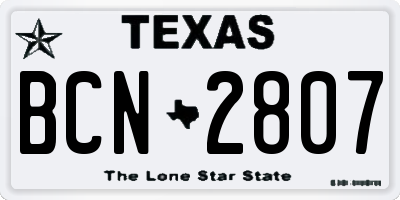 TX license plate BCN2807