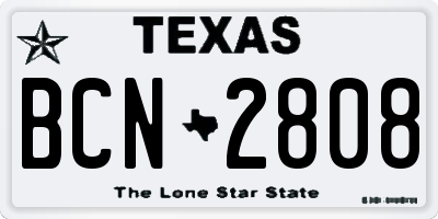 TX license plate BCN2808