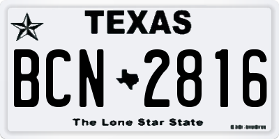 TX license plate BCN2816