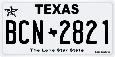 TX license plate BCN2821