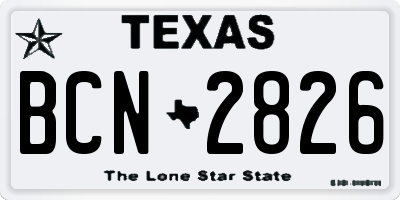 TX license plate BCN2826
