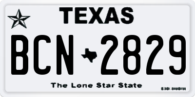 TX license plate BCN2829