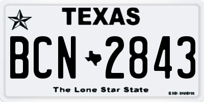 TX license plate BCN2843