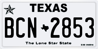 TX license plate BCN2853