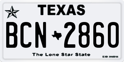 TX license plate BCN2860