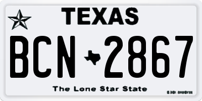 TX license plate BCN2867