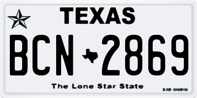 TX license plate BCN2869