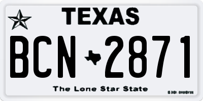 TX license plate BCN2871