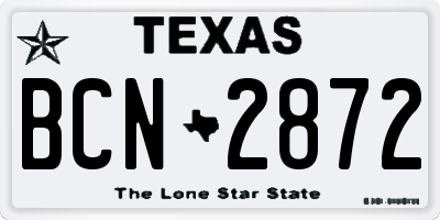 TX license plate BCN2872