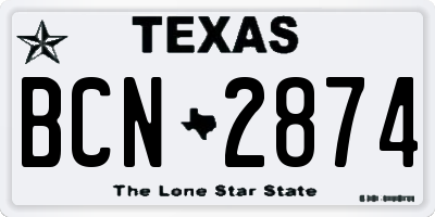 TX license plate BCN2874