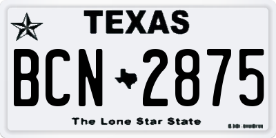 TX license plate BCN2875