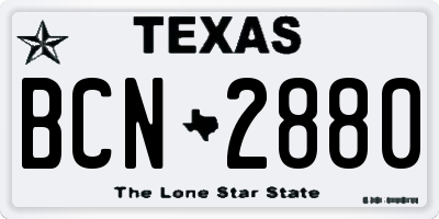TX license plate BCN2880