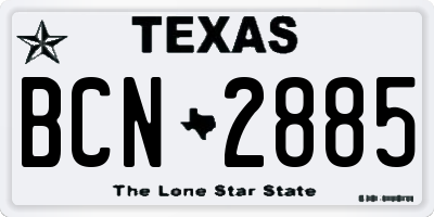TX license plate BCN2885