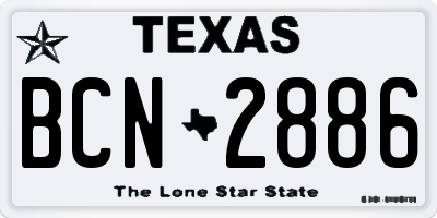 TX license plate BCN2886