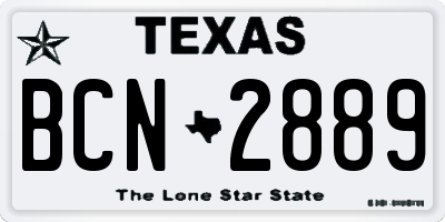 TX license plate BCN2889