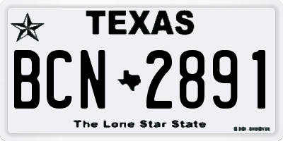 TX license plate BCN2891