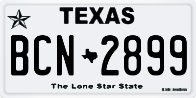 TX license plate BCN2899