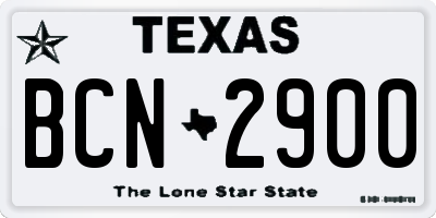 TX license plate BCN2900