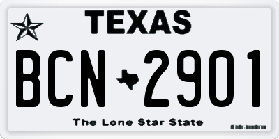 TX license plate BCN2901