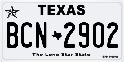 TX license plate BCN2902
