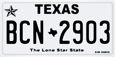 TX license plate BCN2903