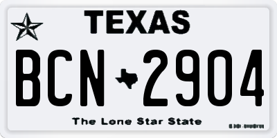 TX license plate BCN2904