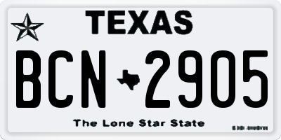 TX license plate BCN2905
