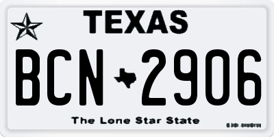 TX license plate BCN2906