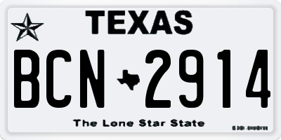 TX license plate BCN2914