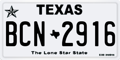 TX license plate BCN2916