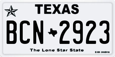 TX license plate BCN2923