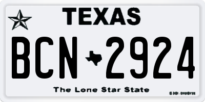 TX license plate BCN2924
