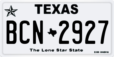 TX license plate BCN2927
