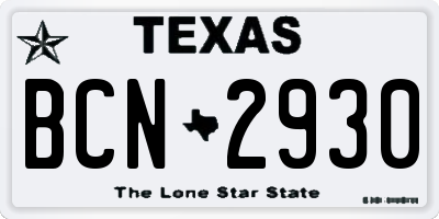 TX license plate BCN2930