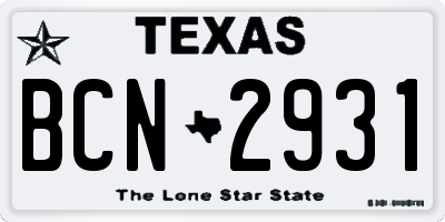 TX license plate BCN2931